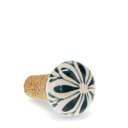 Ceramic and cork bottle stopper with leaf design 