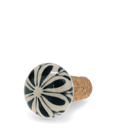 Ceramic and cork bottle stopper with leaf design 