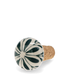 Ceramic and cork bottle stopper with leaf design 