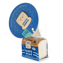 Happy Bread in loaf-style eraser set in retail packaging