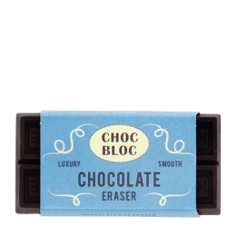 Brown chocolate bar eraser with retail packaging