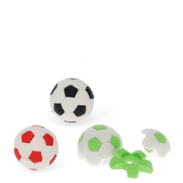 Three football-shaped erasers