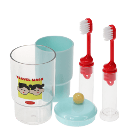 Portable travel toothbrush and mouthwash cup set