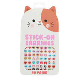 Stick-on earrings set with 40 pairs of colourful animal designs