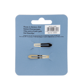 Back view of glitter black cat hair clips packaging