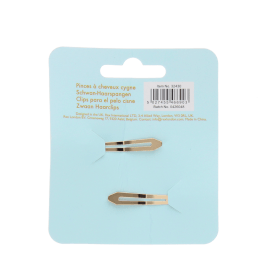 Back view of swan hair clips shown with barcode