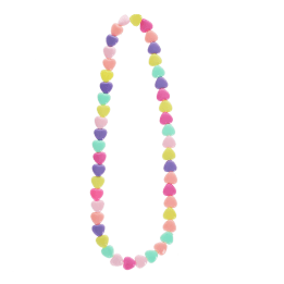 Heart-bead necklace with colourful heart-shaped beads in different colour.