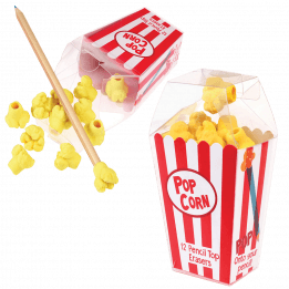 Popcorn Pencil Top Erasers (box Of 12)