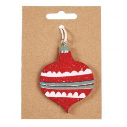 Red Bauble Wooden Decorations