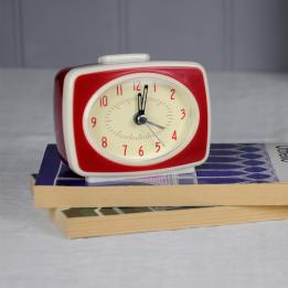 Retro Tv Style Red Alarm Clock