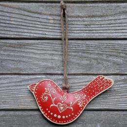 Rustic Large Red Bird Decoration