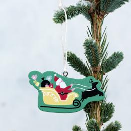 Santa Sleigh Wooden Decoration