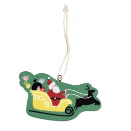 Santa Sleigh Wooden Decoration