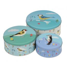 Set Of 3 Garden Birds Cake Tins