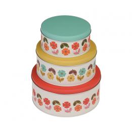 Set Of 3 Mid Century Poppy Cake Tins