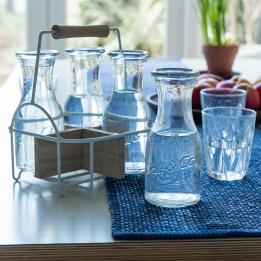 Set Of 4 Glass Carafes In Carrier