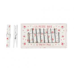 Set Of 12 La Petite Rose Clothes Pegs