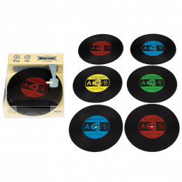 Set Of Six Silicone "Record" Coasters