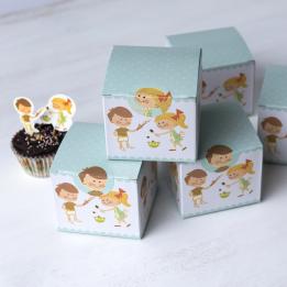 Six Cupcake Boxes With Stickers