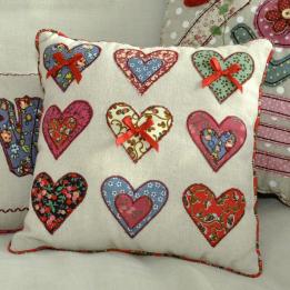 Patchwork Hearts Cushion