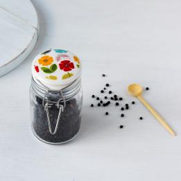 Small Mid Century Poppy Glass Jar