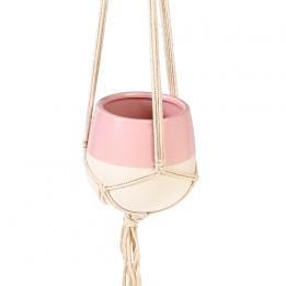 Small Baby Pink Dipped Macrame Plant Pot