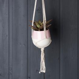Small Baby Pink Dipped Macrame Plant Pot