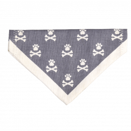 Small Grey-Blue Paw And Cross Bones Dog Bandana