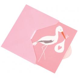 Pink Baby Bundle Stork Card