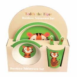 Teddy The Tiger Bamboo Tableware (set Of 5)