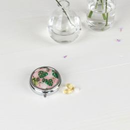 Tropical Palm Pill Box With Mirror