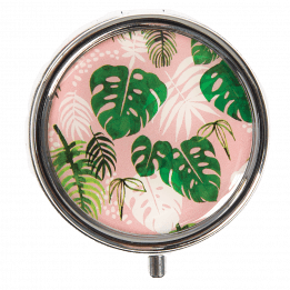 Tropical Palm Pill Box With Mirror