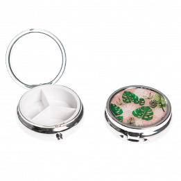 Tropical Palm Pill Box With Mirror