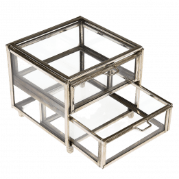 Two Drawer Brass Box In Silver
