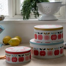 Set Of 3 Vintage Apple Cake Tins