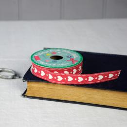 Vintage Crafts Cotton Ribbon Red Scandinavian Hearts