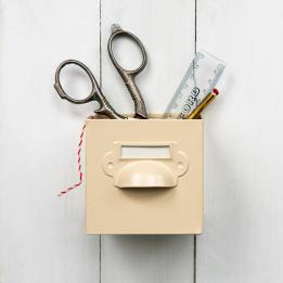 Vintage Cream Metal Storage Drawer