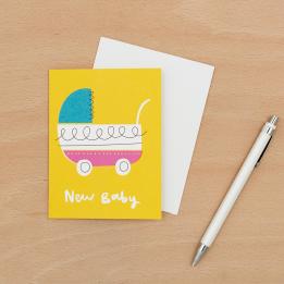 Vintage Pram New Baby Card