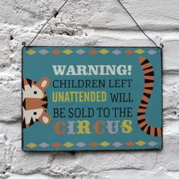 Warning! Children Left Unattended Sign