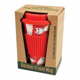 White Cat Bamboo Travel Mug