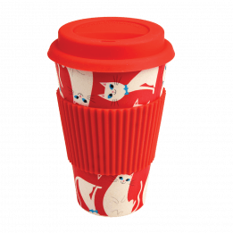 White Cat Bamboo Travel Mug