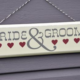 Romantic Wooden Sign Bride & Groom