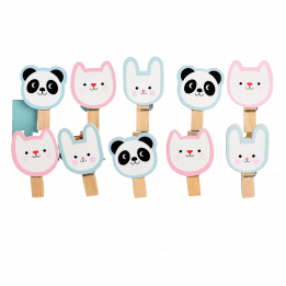 Miko And Friends Wooden Pegs (string Of 10)