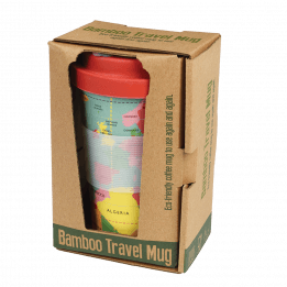 World Map Bamboo Travel Mug With Lid