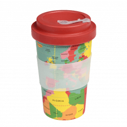 World Map Bamboo Travel Mug With Lid
