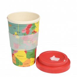 World Map Bamboo Travel Mug With Lid