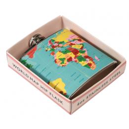 World Map Hip Flask