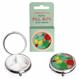 World Map Pill Box With Mirror