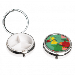 World Map Pill Box With Mirror