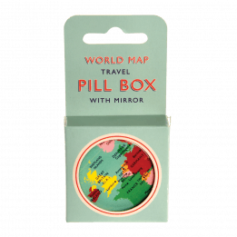 World Map Pill Box With Mirror